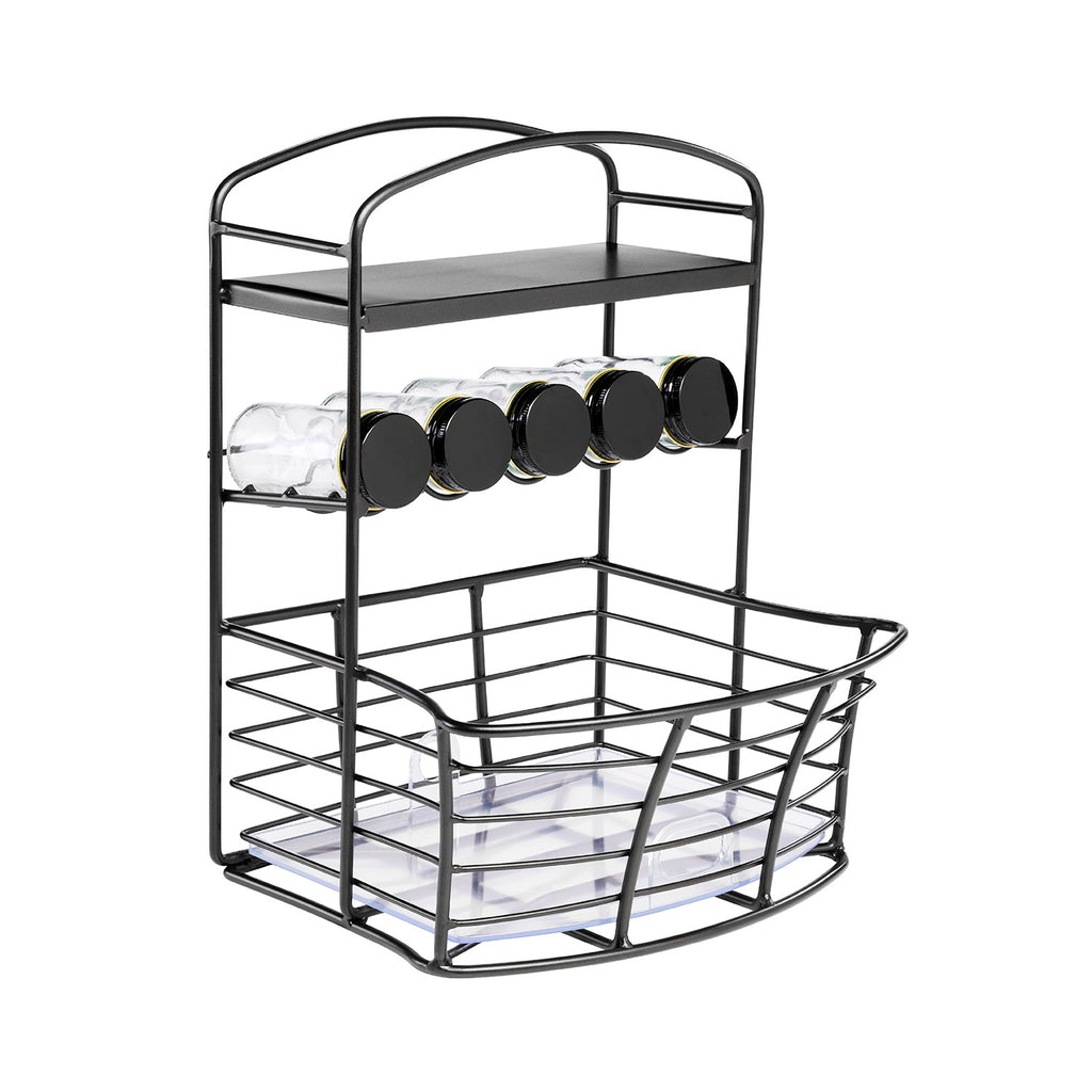 Countertop Storage Bin with Shelf & Jars
