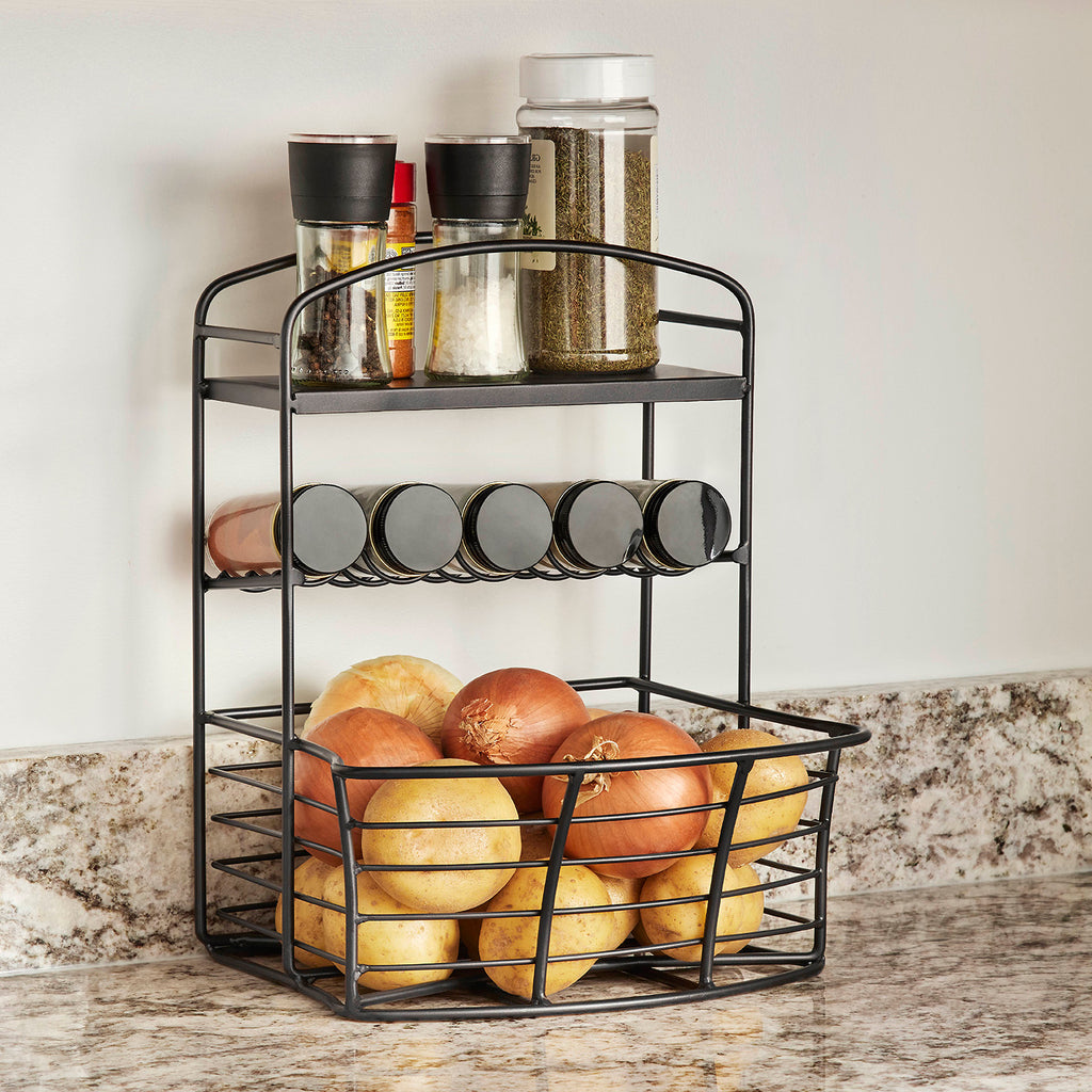 Countertop Storage Bin with Shelf & Jars - Thumbnail 4