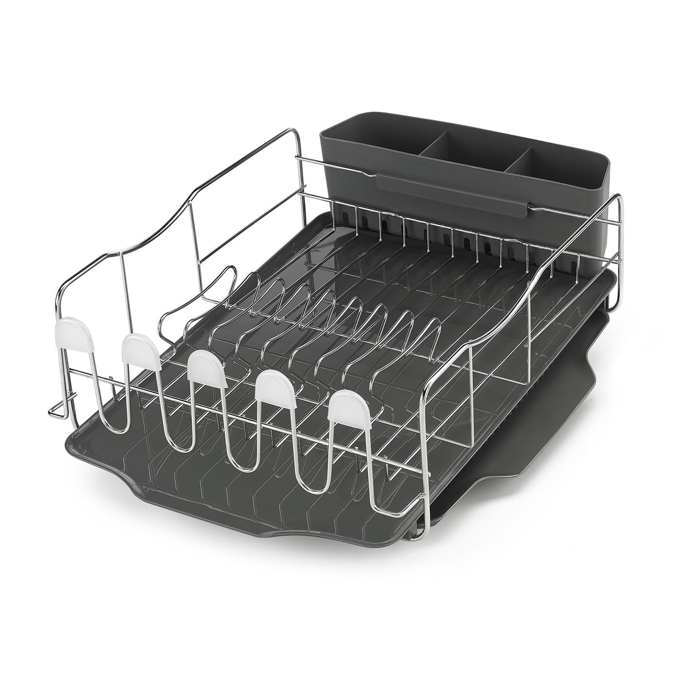 Polder Advantage Pro 4-Piece Dish Rack, Removable Slide-Out Tray, Designed for Optimal Draining, Large Capacity, Soft-Touch Rubber Caps Is Safe to