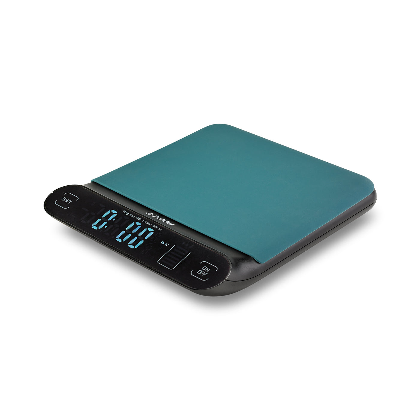 Polder Aqua-Dry Digital Kitchen Scale, Measure Both Liquid and Dry Increments, Removeable Silicone Mat, Easy to Clean, Large Numerals for Easy