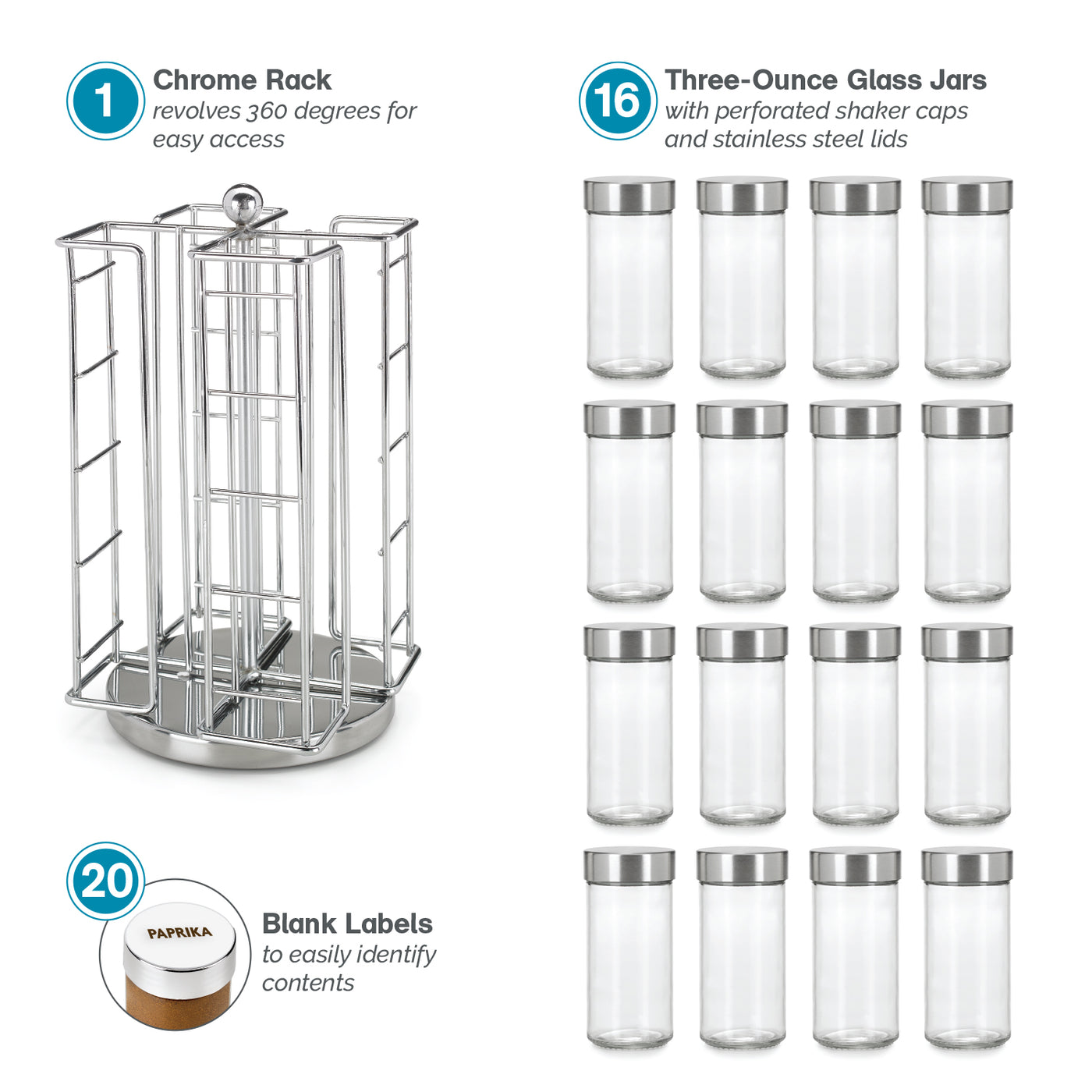 Revolving Spice Rack with blank labels to customize contents – Polder ...