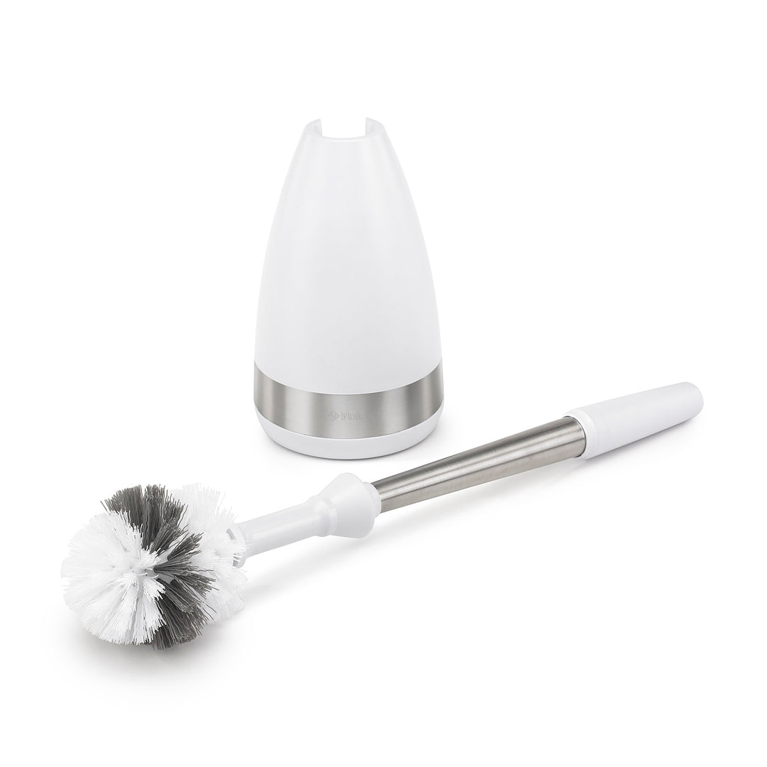 Polder Avant Toilet Brush & Caddy Set - Modern, White, Space-Saving Design (BTH-6620-90)